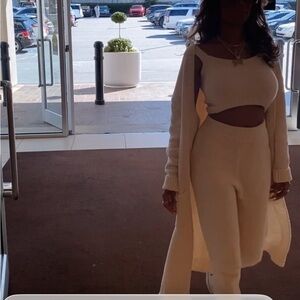 JLUXLABEL Cream Cardigan Set